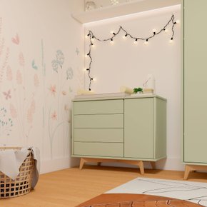 01 comoda zen verde com pes madeira gavetas porta