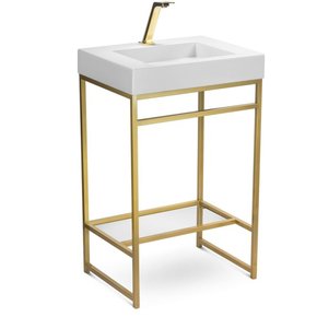 02 gabinete bancada banheiro iron dourado com cuba 60cm