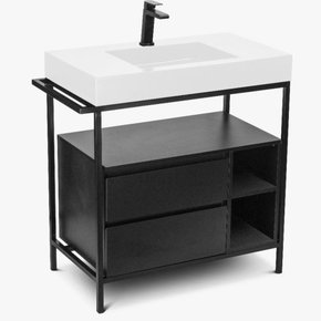 04 gabinete bancada banheiro 85cm steel wood com cuba